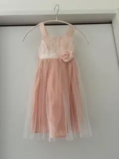 ピンク フラワー装飾 チュールドレス 膝丈　発表会