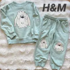 H&M プリント スウェット セットアップ 犬 いぬ わんちゃん ドッグ 総柄