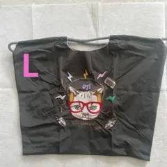 新品未使用 刺繍入り 猫DJ エコバッグ L グレー