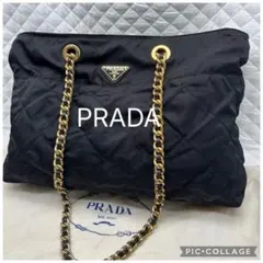 良品　PRADA プラダ　キルティング　チェーンショルダーバッグ　IPIジップ