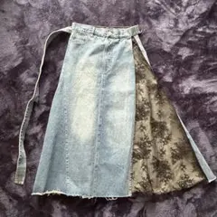 ☆デニムスカート ブラックレース 巻きスカート☆