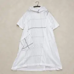 【値下】モユル　モノトーン　ロングシャツ　ワンピース　前開き　羽織り　チュニック 値下】モユル モノトーン ロングシャツ ワンピース 前開き 羽織り