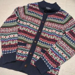 好配色フェアアイル柄カーディガンメンズМ