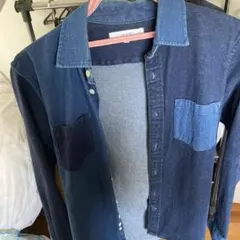 INHERIT ツートンデザイン デニムシャツ M