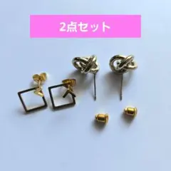 Magnolia's Mate 幾何学デザインピアス&スクエア型ピアス2点セット
