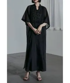 3★新品★ LE’RURE 刺繍デザインシアーワンピース ドレ　ブラック