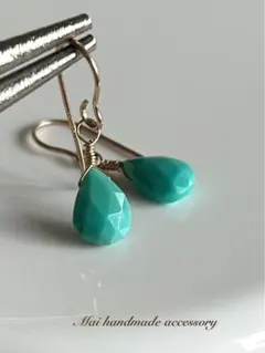 一点物✧ラリマーアメリカンピアス✧ロングペアシェイプ✧silver925 