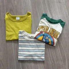 キッズTシャツ3枚セット 110㎝ 半袖 無地 ボーダー プリントTシャツ