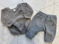 最終値下げ中 グレー ニットセーターとパンツセット 70-80cm