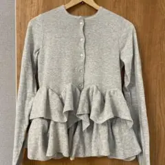 ティティベイトti. フリル付きグレー長袖カーディガン