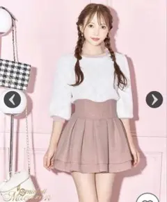 ミシェルマカロン　美脚スカート　ツイードピンク