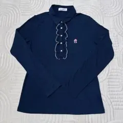 【Jun and Rope】ネイビー フリル長袖シャツ ポロシャツ L