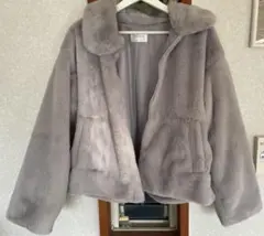 【美品】グレー ファーコート Lサイズ
