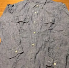 ユニクロ シャンブレー ワークシャツ デニム 長袖シャツ Mサイズ