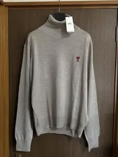 新品 AMI Paris アミ ブランドロゴ タートルネック ニット セーター