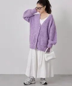 【最終値下げ】コンチョボタンメランジニットシャギーカーディガン