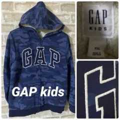 GAP キッズXXL 160 ボアパーカー　迷彩　カモフラ　裏ボア　刺繍ロゴ