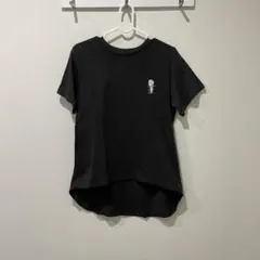 アイスクリームワンポイントプリント 半袖Tシャツ ブラック ゆったり スミ黒