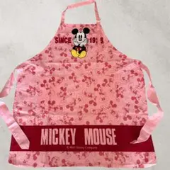 日本製 ミッキーマウス エプロン ピンク 料理 保育 家事 子供 ディズニー