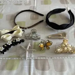 まとめ売り　ヘアクリップ9点セット　蝶　ハート　リボン　花　キラキラ