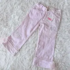 未使用訳あり✨メゾピアノ　ハート刺繍リボン付き膝丈パンツ　紙タグ有り　120cm