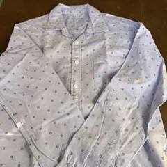 水色 四角模様 長袖シャツ