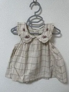 【値下げ】petit mainチェック柄 フリル襟