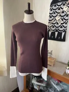 rumi×Lutique 配色リブニット