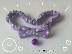 【猫用首輪】星柄（紫）リボン　シュシュのサムネイル