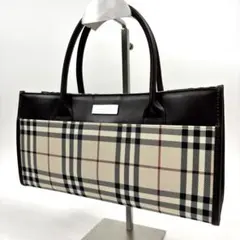 美品 バーバリー ノバチェック ハンドバッグ レザー キャンバス 人気モデル