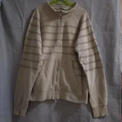 Nike ベージュ ストライプ ジップアップトレーナー