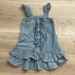 フリル デニム ノースリーブ ワンピース　110㎝
