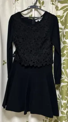 リランドチュール　ワンピース　ブラック　花柄　シンプル　S