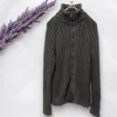 ZARA MAN basic✨ハイネック　リブニット　ジップアップカーディガン