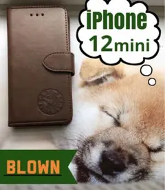 レザー　手帳型　ケース　iPhone12mini　犬　プレゼント　新品　未使用