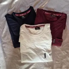 美品 ダンロップ 七分袖 Tシャツ L ネイビー バーガンディ 白 3枚セット