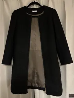 IENA ノーカラーコート ブラック