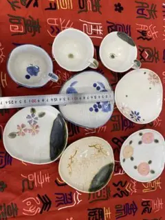 陶器製食器セット 8点 花柄果物柄