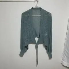 LOWRYSFARM透かし編み グレークロップドガーディガン