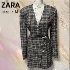 完売品 希少 ZARA ツイード ビジュー ワンピース テクスチャーブレザー