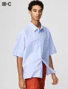 UNIQLO C ブロードオーバーサイズシャツ　ストライプ