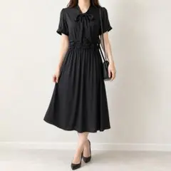 美品 フォクシーニューヨーク バルーン フレアワンピース 38 ブラウン 
