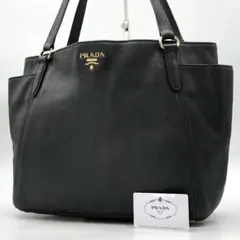 ✨美品✨プラダ トートバッグ ヴィッテロダイノ メタルロゴ ゴールド金具 レザー