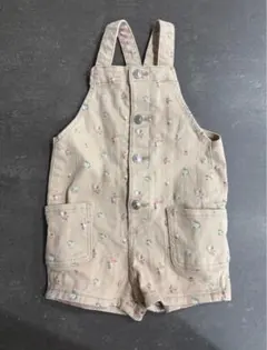 H&Mベージュ 花柄 オーバーオール