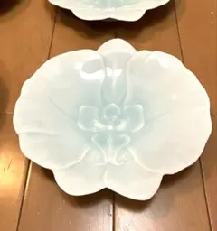 有田焼　藤巻窯　藤巻製陶　青白磁　胡蝶蘭　銘々皿　4枚