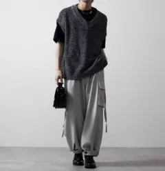 「CLEL」透かし編み ルーズ メッシュニットベスト