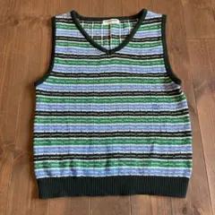 RODEOCROWNS ストライプ ニットベスト　グリーン　フリーサイズ