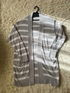 ストライプカーディガン グレーとホワイト