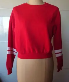 H&M DIVIDED 裏起毛 ライントレーナー 赤 Sサイズ