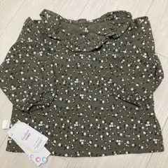 【新品未使用】花柄フリル襟Ｔシャツ_80cm